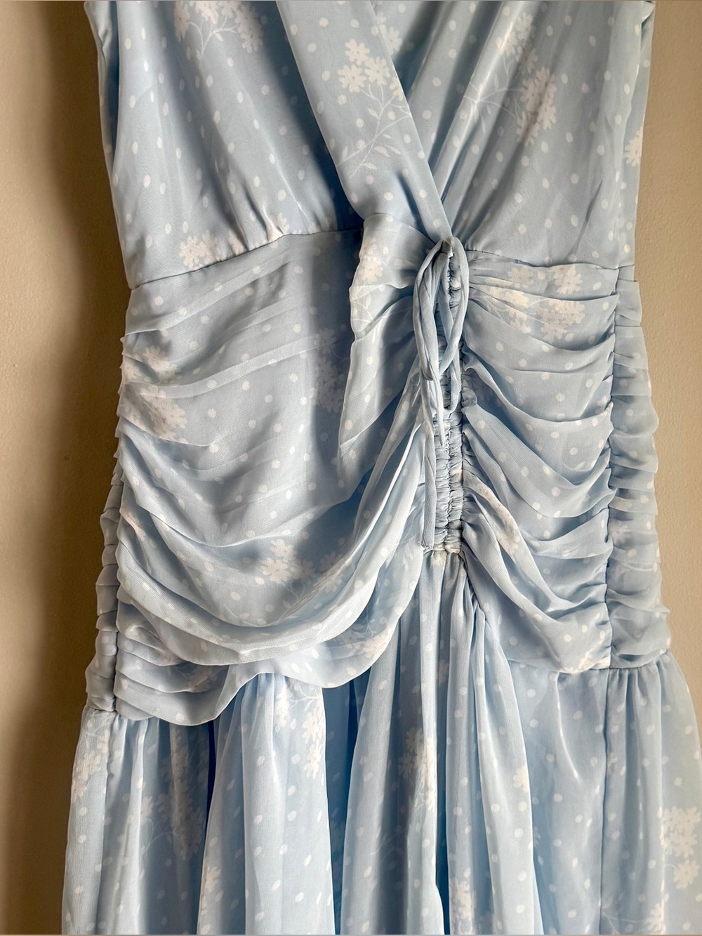 Ann Taylor Light Blue Floral Drop Waist Sleeveless V-Neck Midi Dress Size 4 - Picture 4 of 9